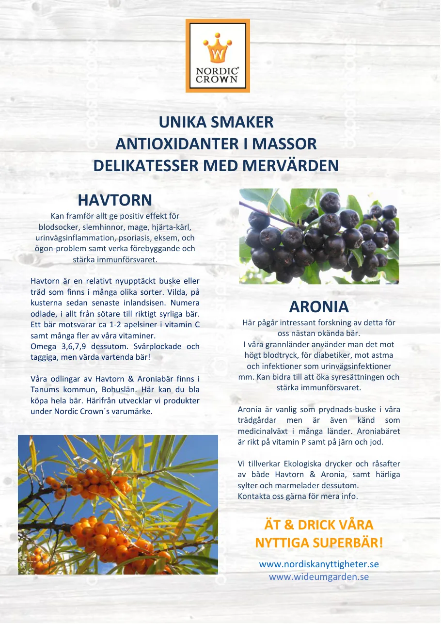 Produktblad: Havtorn & Aronia